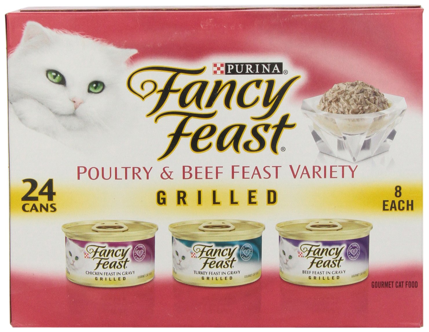 Fancy Feast Gourmet Cat Food 3Flavor Seafood Variety Pack, 24 ct, 3 oz