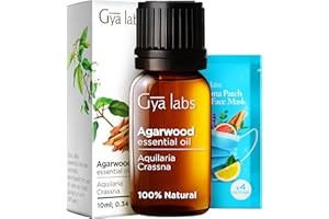 Gya Labs Agarwood Essential Oils for Diffusers - 0.34 Fl Oz - 100% Pure Natural Agarwood Oils for Skin, Massage Candle Making Scent