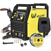 WELDPRO 140A MIG Welder 110/220V, 2026 Newest 5-in-1 Flux Core Welder, Synergic/Thickness Gasless MIG/Lift TIG/MMA/Spot Welding Machine, IGBT Inverter Welder with Large LED Digital Display, 2T/4T