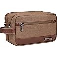 WITZMAN Canvas Toiletry Bag for Men Hanging Dopp Kit Organizer Water-resistant Travel Toiletries bag Men Bathroom Bag with Wet Pocket(A8001 Brown)