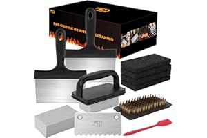 F FENG PEI 14 Pcs Griddle Cleaning Kit for Blackstone, Complete Flat Top Grill Accessories Kit with Scraper, Cleaning Brick, Scouring Pads, Easy to Remove Stain