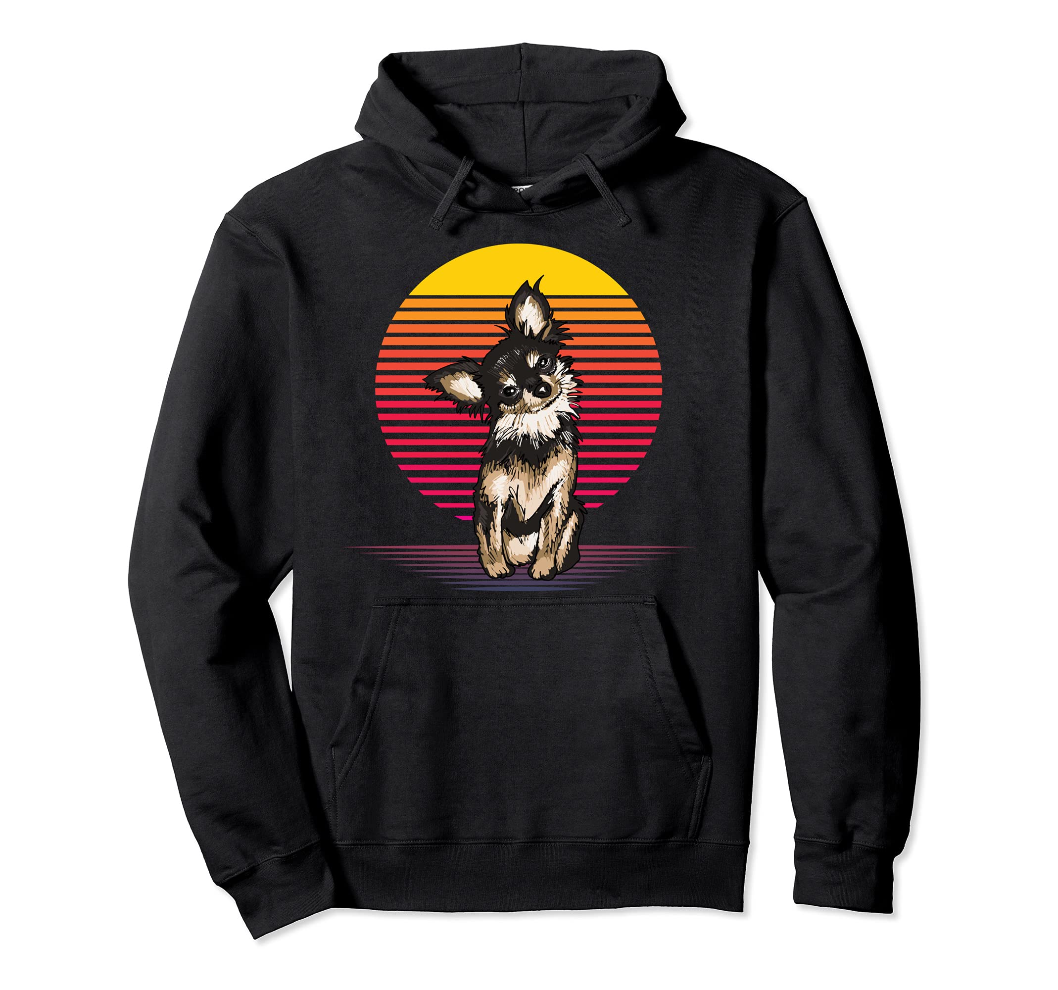 Vaporwave Chihuahua Dog Illustration Chihuahua Owner Pullover Hoodie