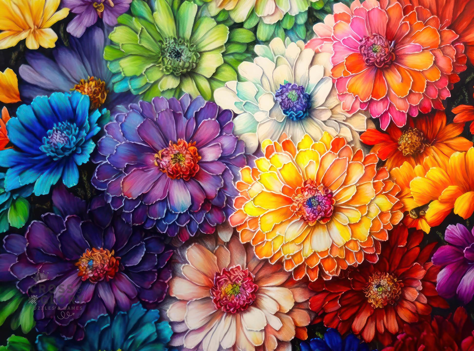 "Rainbow of Flowers" - A 1000-Piece Jigsaw Puzzle by Cross & Glory