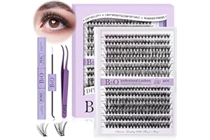 DOLLDOKI B&Qaugen Lash Extension Kit 280pcs Individual Lashes Cluster 40D D Curl Eyelash Extension Kit Lash Clusters with Lash Bond and Seal and Lash Applicator Tool for Self (KIT,30D+40D-D-9-16MIX)