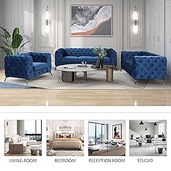 Merax Velvet Upholstered Sofa with Sturdy Metal