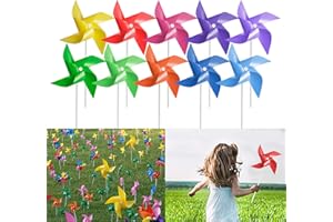 Tsocent 100 Pcs Pinwheels, 10 Mixed Colors Toy Wind Spinners and Party Favors Gifts for Kids, Outdoor Decorational Pinwheels for Yard and Garden