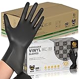 SWIFTLITE Black Vinyl Gloves, Food Grade Gloves
