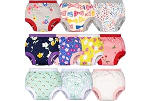 BIG ELEPHANT Potty Training Underwear - 10 Pack, 100% Cotton Absorbent Unisex Toddler Pee Pants for Boys Girls