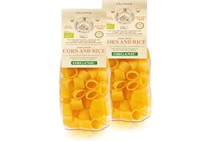 Morelli Mezzi Paccheri Organic Pasta - Italian, Gourmet, Large Circle Gluten-Free Pasta from Italy Made from Corn & Rice, for Stuffing - 8.8 ounce - Pack of 2