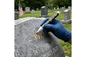 Golden Tombstone Marker Pen Restoring Faded Grave Inscriptions Waterproof Stone Touch Up Pen Faded Grave Inscriptions Marble 