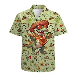 Cowboy Dinosaur Mens Funny Hawaiian Shirts 3D