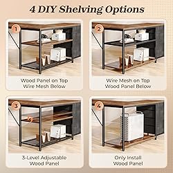 PRAISUN 53" L Shaped Desk with Power Outlets and