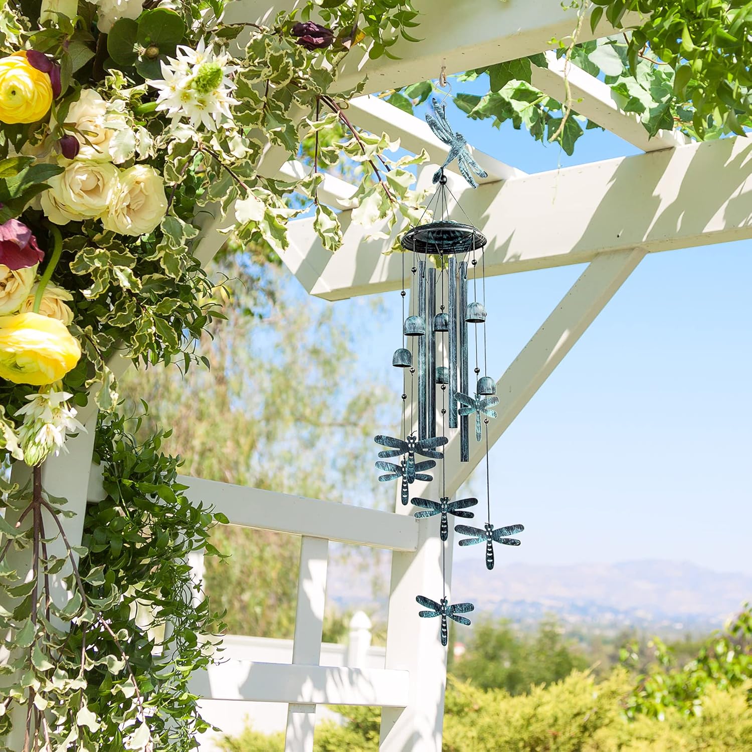 Monsiter QE Wind Chimes, Outdoors Wind Chimes with 4 Aluminum Tubes - Dragonfly Wind Chime with S Hook, Wind Bells Hanging Decorate for Patio, Garden, Backyard or Porch : Garden & Outdoor