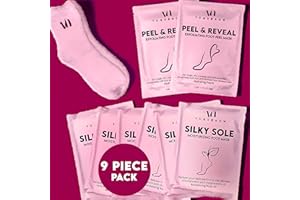 VOGUENOW Foot Mask Spa Kit (Pack of 8) -2x Foot Peeling Mask + 6x Hydrating Foot Masks With Fuzzy Socks for Dry, Cracked Heels & Calluses- Exfoliating & Moisturizing Booties for Baby Soft Feet - Foot Spa Gifts