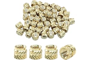 Moicstiy 50 Pcs M5 Threaded Inserts, M5x6x7 Heat Set Insert for 3D Printing, Brass Metric Knurled Nuts