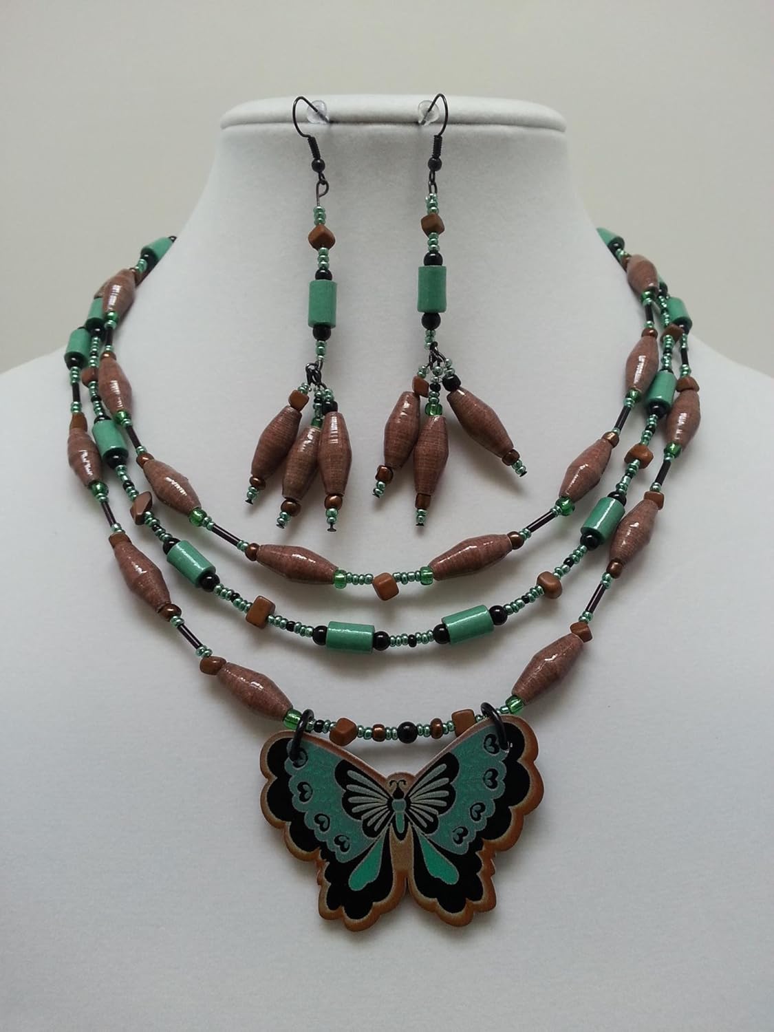 Butterfly Necklace and Earring Set Handmade