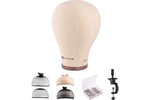 HYOUJIN 22" Wig Head Cork Canvas Block Head Mannequin Head Wig Manikin head Display Styling Head With Mount Hole 21"-23"