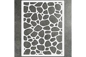 Leyhooney Large Stone Pattern Floor Stencils for Painting Floors, Rock Pattern Stencils for Painting Concrete, Large Wall Stencils Tile Stencil for Painting Walls and Floors - Pack of 2, 12 x 16 Inch