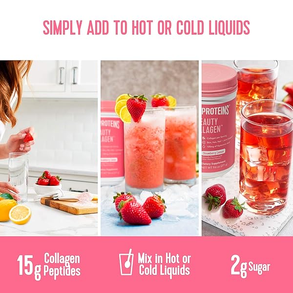 VITAL PROTEINS BEAUTY COLLAGEN (STRAWBERRY LEMON, CANISTER) – 120MG OF HYALURONIC ACID AND 15G OF COLLAGEN PER SERVING