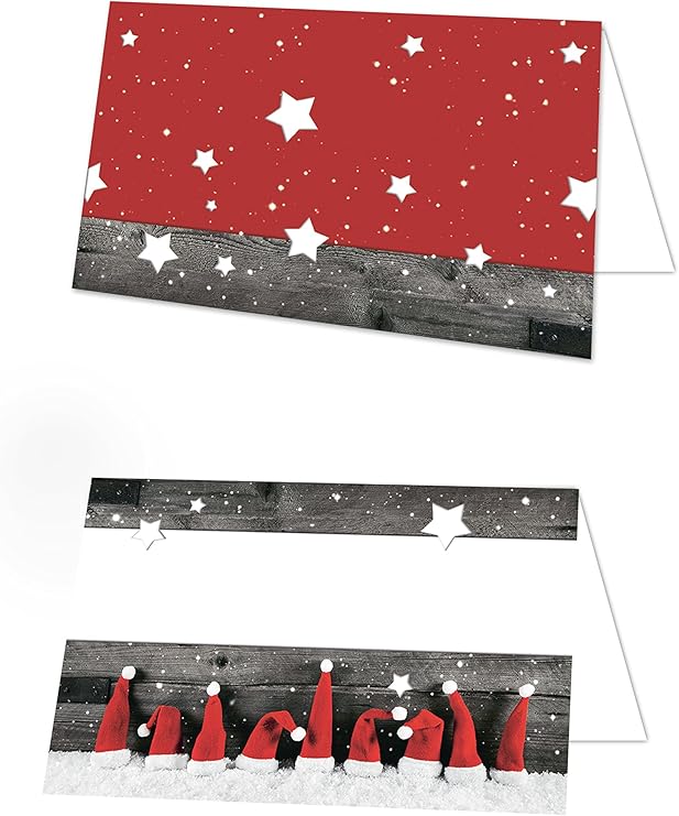 Segnaposto Natalizi Con Das.50 Bigliettini Natalizi Con Cappellini Di Babbo Natale Rossi Bianchi E Grigi Decorazione Natalizia Da Utilizzare Come Segnaposto Segnatavolo Targhetta Per Nome Amazon It Cancelleria E Prodotti Per Ufficio