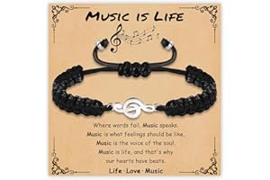SmileBelle Music Gifts for Men and Women, Black Music Bracelet as Teacher Appreciation Bracelet, Marching Band Jewelry Instru
