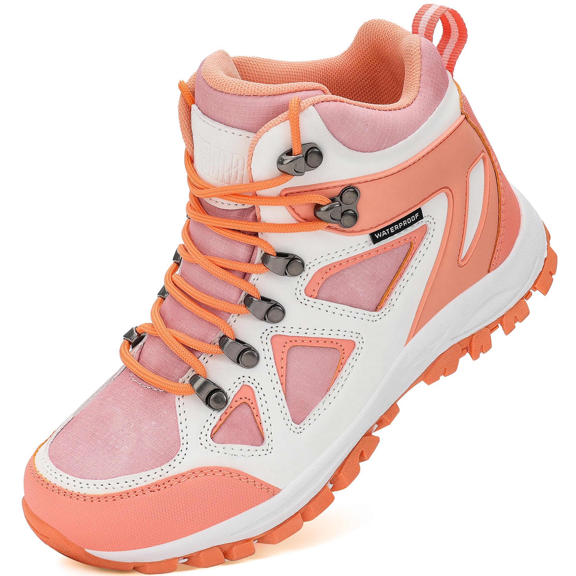 View 1 of ***VERY USED*** R CORD Kids Hiking Boots Girls Hiking Boots Girls Anti-Collision Non-slip Athletic Outdoor Trekking Boots Hiking Shoes for Kids Peach 5 Big kid ***USED***
