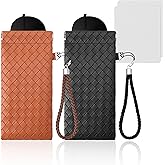 Eyeglass Case, 2 Pack PU Leather Glasses Case with Soft Suede Lining, Waterproof Portable Sunglasses Pouch, Fits Most Eyewear