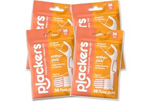 Plackers Orthopick Dental Floss Picks for Braces, 36 Count (Pack of 4)