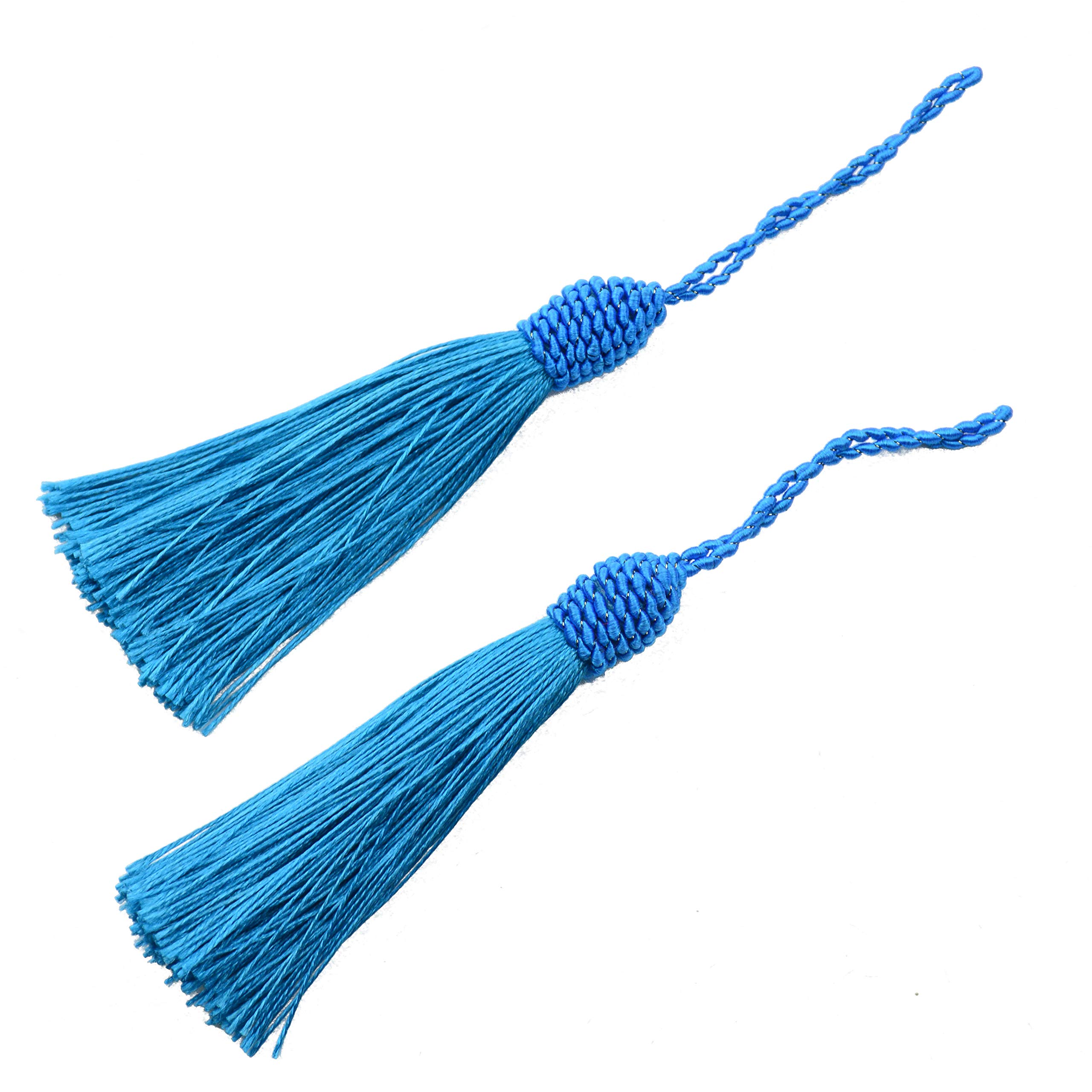 20pcs 15.5cm/6 Inches Silky Floss Bookmark Tassels with 2-Inch Cord Loop and Small Chinese Knot for Jewelry Making, Souvenir, Bookmarks, DIY Craft Accessory (Lake Blue)