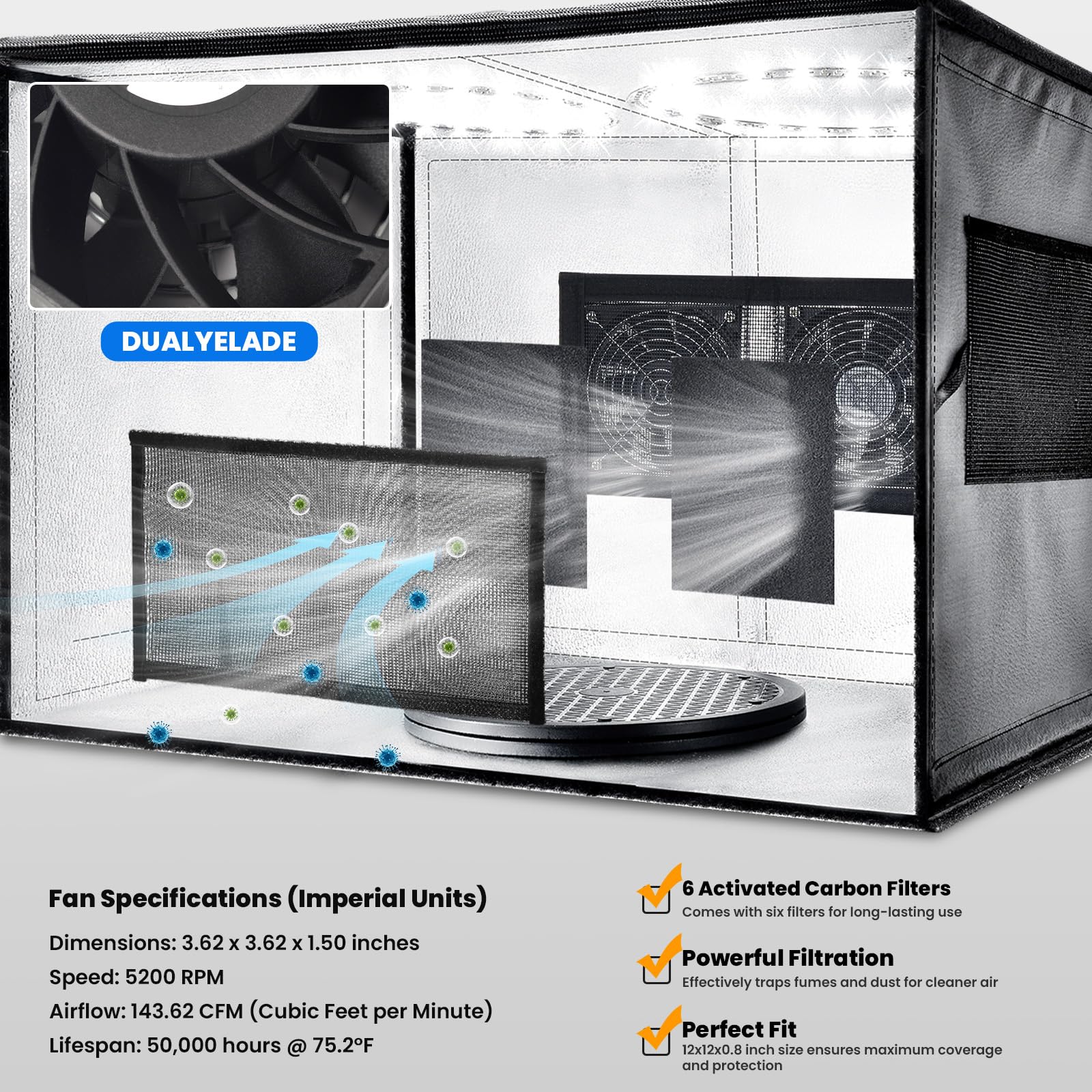 Airbrush Spray Booth with Dual Exhaust Fans,Portable Airbrush Paint Booth for Airbrushing,2 Round Led Lights with 360° Coverage,Turntable and Extension Hose,Hobby Spray Booth Kit for Painting Model