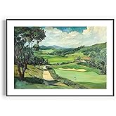 Vintage Golf Course Premium Giclee Fine Art Prints - Antique Style Golf Course Painting Posters, Golf Wall Art, Aesthetic Golfing Poster for Home Office Decor, Ready to Frame