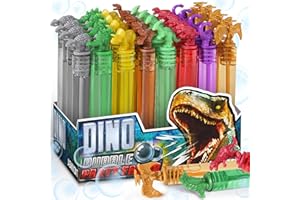 MAPIXO Dinosaur Bubbles Wands Bulk for Kids, Dino Birthday Decoration, 32 Pack Mini Bubble Party Favors for Jurassic, Pinata Stuffer, Goody Bag Filler, Classroom Prizes Treasure Box, Outdoor Toys for Toddler