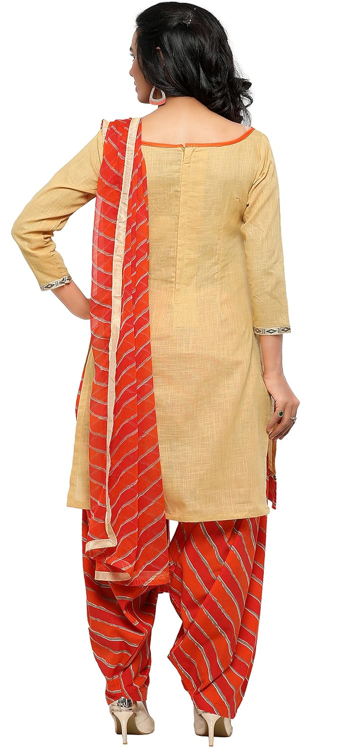 ethnicjunction women's cotton patiala style unstitched dress material (ej1180-88010_light french beige)