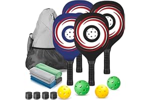 Hozzen Pickleball Paddles Set of 2/4, USAPA Approved Pickleball Paddles Fiberglass Lightweight Pickleball Set with Large Capacity Backpack, Pickleball Balls, Cooling Towels, Grip Tapes