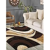 YafaHomeFashion Area Rugs for Living Room Bedroom Soft Modern Contemporary Swirls Design Bedside Area Rug, Indoor Floor Carpet, Luxurious, Elegant, and Fashionable Area Rug(Brown/Beige, 8 ft X 10 ft)