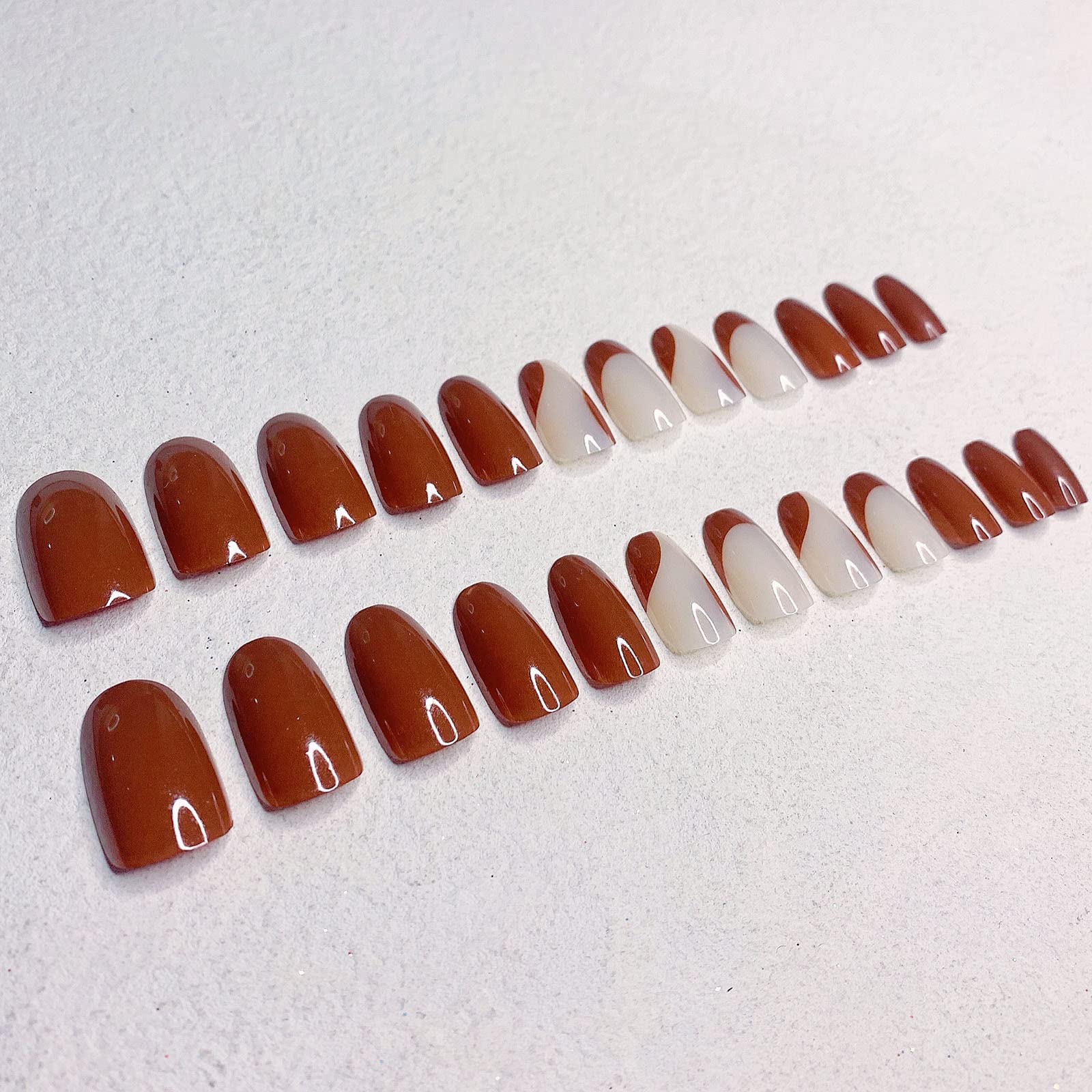 24 Pcs Press on Nails, Sunjasmine Fake Nails with Designs, Acrylic Nails False Nails with Nail Glue for Women (Medium Brown) - Image 4