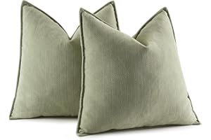 MIULEE Pack of 2 Sage Green Decorative Pillow Covers 18x18 Inch Soft Chenille Couch Throw Pillows Farmhouse Cushion Covers with Elegant Design for Sofa Bedroom Living Room Home Decor