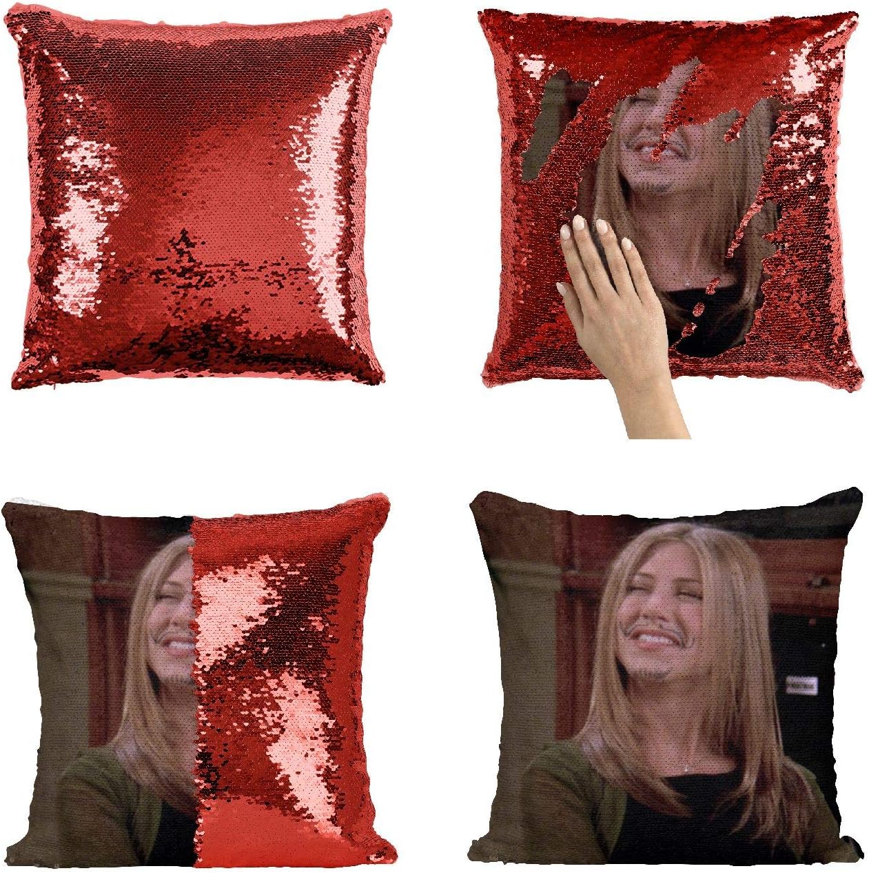 Rachel Friends Green CF3 Sequins 16x16 Pillow Cover with 18x18 inch Insert Girly Stuff Boys Xmas Present (Cover + Insert)