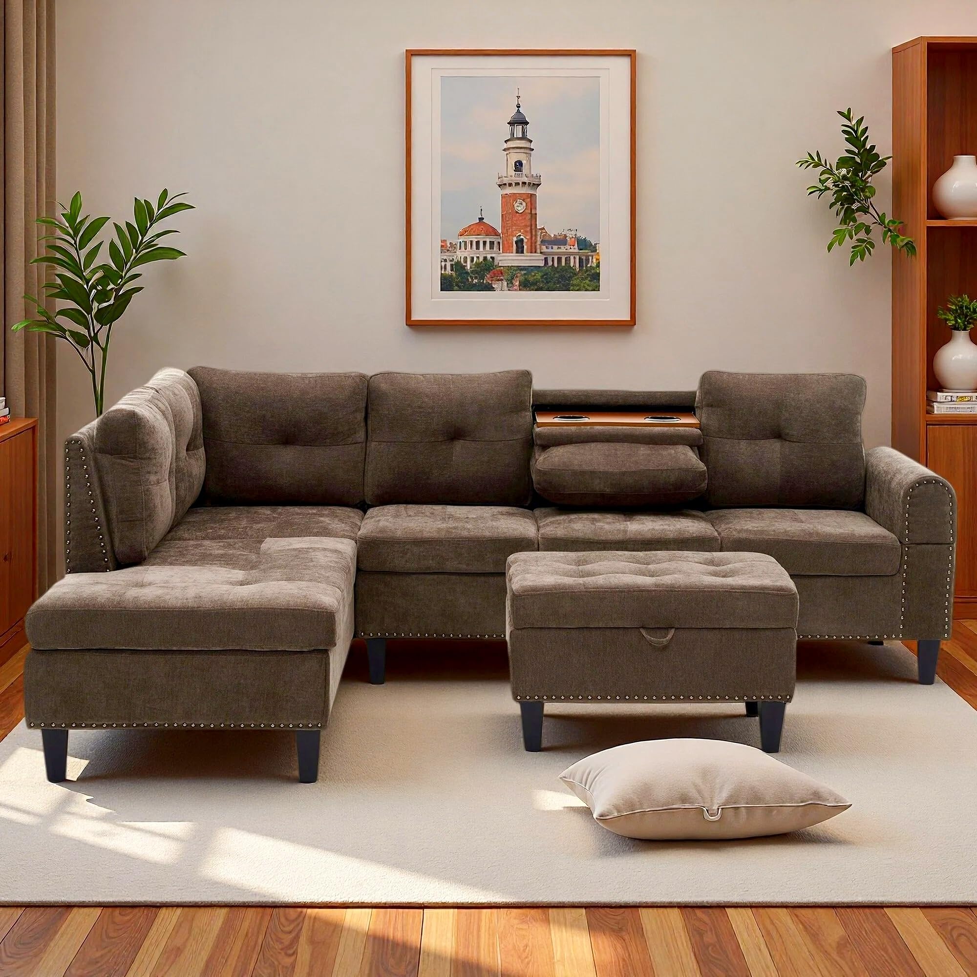 Photo 1 of *************INCOMPLETE ITEM, THIS POST ONLY INCLUDES THE CONTENTS OF Box #2 OUT OF 3 TOTAL FOR THIS COUCH************
Trygoal L-Shaped Sectional Sofa with Movable Chaise & Storage Ottoman, Lounge 3-Piece Modular Convertible Couches for Living Room, Apart