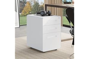 YITAHOME 3-Drawer Metal Mobile File Cabinet, Rolling Filing Cabinet with Lock, Filing Cabinet Under Desk fits Legal/A4 Size for Home/Office, Fully Assembled,White