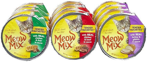 MEOW MIX MARKET SELECT CAT FOOD, BEEF & POULTRY VARIETY PACK, 12 CUPS, 2.75 OZ EACH