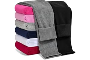 Kiiavoro Girls Fleece Lined Leggings Cotton Kids Winter Warm Leggings Thick Thermal Tights Pants
