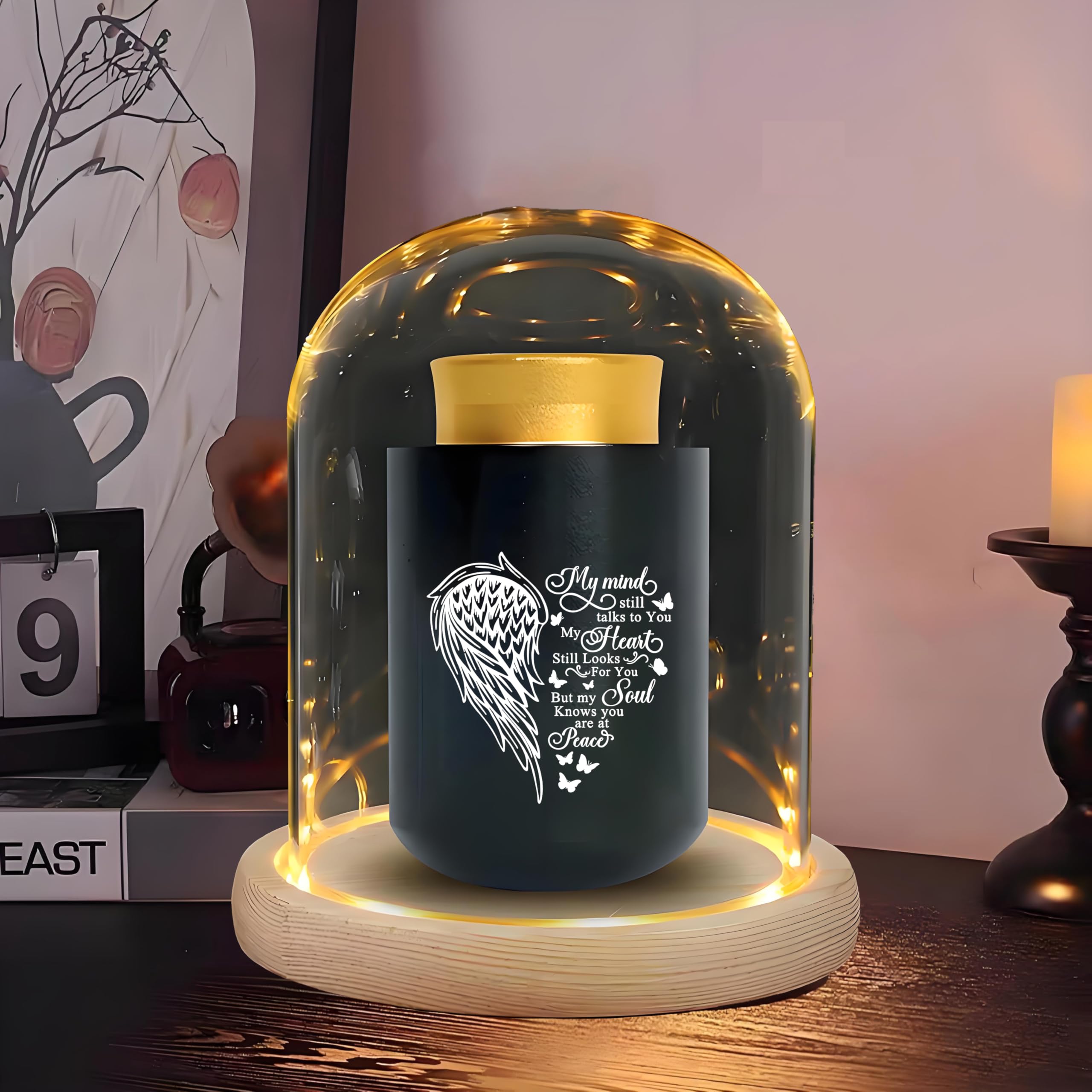 Photo 1 of HOZWQRT Small Keepsake Urn for Adult Ashes for Women/Female/Mom/Grandma, Mini Urns for Human Ashes, Little Decorative Memorial Keepsake Comes with Display Cremation Container (Love)