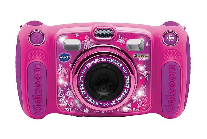 Vtech Kidizoom Duo 5.0 Digitale Kamera für Kinder, 5 MP, Farbdisplay, 2 Objektive, Pink Französische Version Rosa