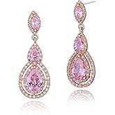 Women's Cubic Zirconia Bridal Earrings - Elegant Long Wedding Party Prom Earring for Bride Bridesmaids Crystal CZ Rhinestone Chandelier Statement Dangle Drop Earrings for Women