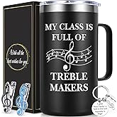 Lifecapido Music Teacher Gifts, My Class Is Full of Treble Makers 20oz Coffee Mug with Keychain Musical Note Clip, Birthday Christmas Music Teacher Appreciation Gifts for Men, Black