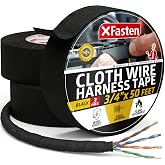 XFasten Wire Harness Tape, 3/4-Inch x 50-Foot (3-Pack), High Temp Wiring Loom Harness, Self-Adhesive Felt Cloth Electrical Tape for Automotive Engines, Noise Dampening, and Cable Protection