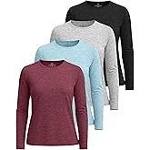 Real Essentials 4 Pack: Women's UPF 50+ Quick Dry Fit Sun Shirts Long Sleeve UV SPF Hiking Top Outdoor (Available in Plus)