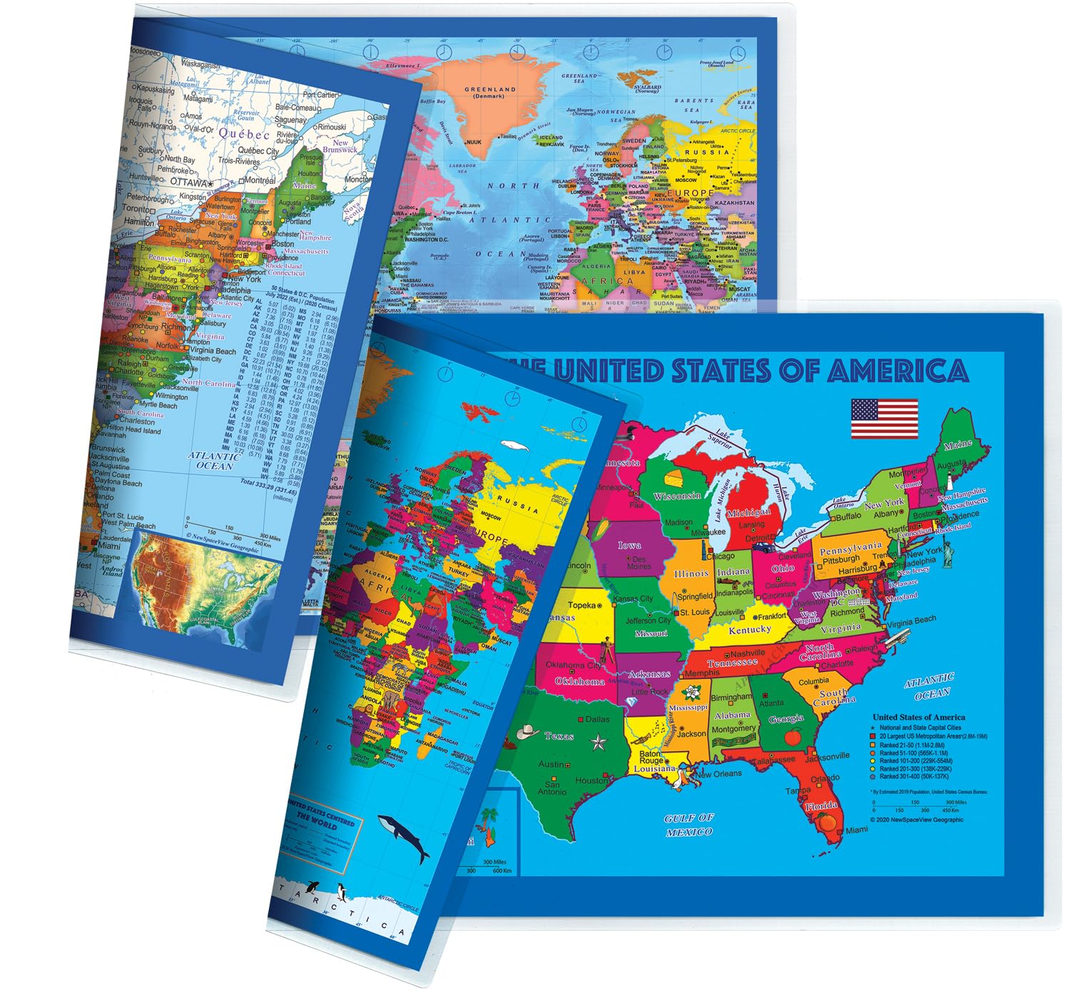 2-Sided Desk Map with Durable Lamination