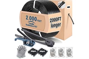 FoundGo PET Banding Strapping Kit for Heavy Duty Tough Pallet Packaging Strapping Tool with >1500lbs 5/8" x 2000' PET Strappi